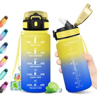 KollyKolla Trinkflasche 500ml, Sport Wasserflasche BPA-frei, Auslaufsicher, Trinkflasche mit Strohhalm & Zeitmarkierung, Ideal für Gym, Yoga, Camping, Fahrrad, Schule, Büro, Erwachsene, Kohlensäure geeignet KollyKolla Trinkflasche 500ml, Sport Wasserflasche BPA-frei, Auslaufsicher, Trinkflasche mit Strohhalm & Zeitmarkierung, Ideal für Gym, Yoga, Camping, Fahrrad, Schule, Büro, Erwachsene, Kohlensäure geeignet