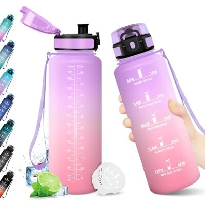 KollyKolla Trinkflasche 1.5L, Auslaufsicher, BPA-frei, Sport Wasserflasche, Trinkflasche mit Filter und Zeitmarkierung, Ideal für Gym, Yoga, Camping, Fahrrad, Schule, Büro, Erwachsene, Kohlensäure geeignet KollyKolla Trinkflasche 1.5L, Auslaufsicher, BPA-frei, Sport Wasserflasche, Trinkflasche mit Filter und Zeitmarkierung, Ideal für Gym, Yoga, Camping, Fahrrad, Schule, Büro, Erwachsene, Kohlensäure geeignet