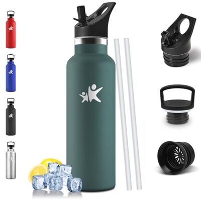 Mulbijeo Trinkflasche Kinder 500ML, BPA-Frei, Flasche mit Strohhalm, Auslaufsichere Isolierflasche Doppelwandig, Wasserflasche Edelstahl, Thermosflasche für Schule, Reisen, Joggen Armeegrün Mulbijeo Trinkflasche Kinder 500ML, BPA-Frei, Flasche mit Strohhalm, Auslaufsichere Isolierflasche Doppelwandig, Wasserflasche Edelstahl, Thermosflasche für Schule, Reisen, Joggen Armeegrün
