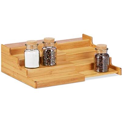 Relaxdays Bambus Gewürzregal, 4 Ablagen, ausziehbar, natürliche Optik, feuchtigkeitsbeständig, HBT: 11x38,5x28, Natur, Braun Relaxdays Bambus Gewürzregal, 4 Ablagen, ausziehbar, natürliche Optik, feuchtigkeitsbeständig, HBT: 11x38,5x28, Natur, Braun