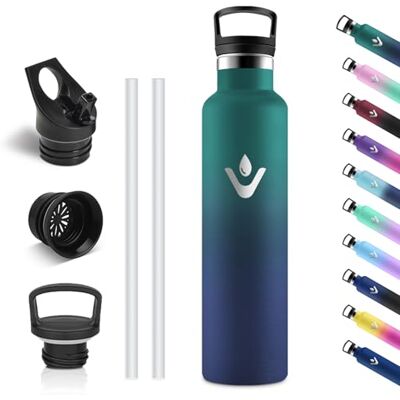 Vikastar Edelstahl Trinkflasche, Thermosflasche 1l, BPA-frei Trinkflasche, Thermosflasche mit Strohhalm, Trinkflaschee für Schule, Sport, Fahrrad, Camping, Dunkelgrün & Dunkelblau Vikastar Edelstahl Trinkflasche, Thermosflasche 1l, BPA-frei Trinkflasche, Thermosflasche mit Strohhalm, Trinkflaschee für Schule, Sport, Fahrrad, Camping, Dunkelgrün & Dunkelblau
