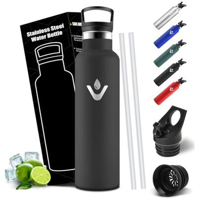 Mulbijeo Trinkflasche 750ML, Auslaufsichere Isolierflasche Doppelwandig, Thermosflasche, BPA-Frei, Flasche mit Strohhalm, 18/8 Edelstahl, Wasserflasche Kohlensäure Geeignet Mulbijeo Trinkflasche 750ML, Auslaufsichere Isolierflasche Doppelwandig, Thermosflasche, BPA-Frei, Flasche mit Strohhalm, 18/8 Edelstahl, Wasserflasche Kohlensäure Geeignet