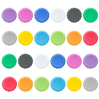 Lurch 5210228 Kronkorken Set, 24 Stück, 12 verschiedene Farben, aus 100% BPA-freiem Premium-Platin-Silikon Lurch 5210228 Kronkorken Set, 24 Stück, 12 verschiedene Farben, aus 100% BPA-freiem Premium-Platin-Silikon