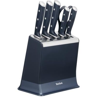 Tefal EverSharp Pro 6-teiliger Messerblock, patentierte Schärftechnologie, selbstschärfend, Verriegelungssystem, deutscher rostfreier Edelstahl, für Gemüse, Fleisch & Brot, Blau, K297S744 Tefal EverSharp Pro 6-teiliger Messerblock, patentierte Schärftechnologie, selbstschärfend, Verriegelungssystem, deutscher rostfreier Edelstahl, für Gemüse, Fleisch & Brot, Blau, K297S744