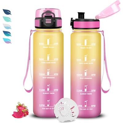 Grsta Trinkflasche, 500ml Trinkflasche Kinder, Leicht zu Reinigen, Trinkflaschen mit Uhrzeit, Wasserflasche mit Zeitmarkierung, Wasserflasche Auslaufsicher, Flasche Erwachsene für Schule, Camping, Outdoor Grsta Trinkflasche, 500ml Trinkflasche Kinder, Leicht zu Reinigen, Trinkflaschen mit Uhrzeit, Wasserflasche mit Zeitmarkierung, Wasserflasche Auslaufsicher, Flasche Erwachsene für Schule, Camping, Outdoor