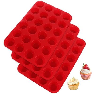 ASelected 3 Stück Silikon Muffinförmchen Mini Muffinform Silikon Muffins Backform für 24 Muffins Antihaft-sichere Minimuffinform spülmaschinenfest für Cupcakes Brownies Kuchen Pudding ASelected 3 Stück Silikon Muffinförmchen Mini Muffinform Silikon Muffins Backform für 24 Muffins Antihaft-sichere Minimuffinform spülmaschinenfest für Cupcakes Brownies Kuchen Pudding