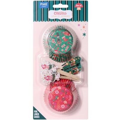 PME Weihnachtliche Bakförmchen & Cupcake Dekorationensset Nussknacker (24er-Set) PME Weihnachtliche Bakförmchen & Cupcake Dekorationensset Nussknacker (24er-Set)