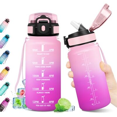 KollyKolla Trinkflasche 500ml, Sport Wasserflasche mit Strohhalm, BPA-frei, Trinkflasche mit Zeitmarkierung, Auslaufsicher, Sportflasche für Gym, Fahrrad, Büro, Outdoor, Erwachsene, Schule, Yoga, Sport KollyKolla Trinkflasche 500ml, Sport Wasserflasche mit Strohhalm, BPA-frei, Trinkflasche mit Zeitmarkierung, Auslaufsicher, Sportflasche für Gym, Fahrrad, Büro, Outdoor, Erwachsene, Schule, Yoga, Sport
