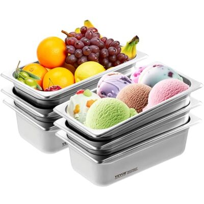 VEVOR GN 1/3 Gastronormbehälter, Edelstahl Behälter 6 Stk. 326 x 177 x 99 mm Speisebehälter, kommerzieller Dampfpfanne Warmhaltebehälter 3,84 L Tiefe, Hotelpfanne Tisch Food Pan Buffet VEVOR GN 1/3 Gastronormbehälter, Edelstahl Behälter 6 Stk. 326 x 177 x 99 mm Speisebehälter, kommerzieller Dampfpfanne Warmhaltebehälter 3,84 L Tiefe, Hotelpfanne Tisch Food Pan Buffet