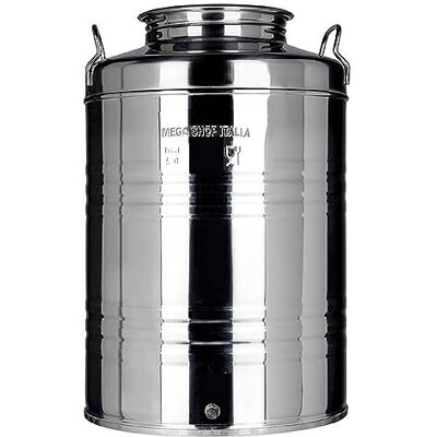 Megashopitalia Behälter für Öl aus Edelstahl 18/10, vorbereitet für Wasserhahn von 1/2 Zoll, 50 l Megashopitalia Behälter für Öl aus Edelstahl 18/10, vorbereitet für Wasserhahn von 1/2 Zoll, 50 l