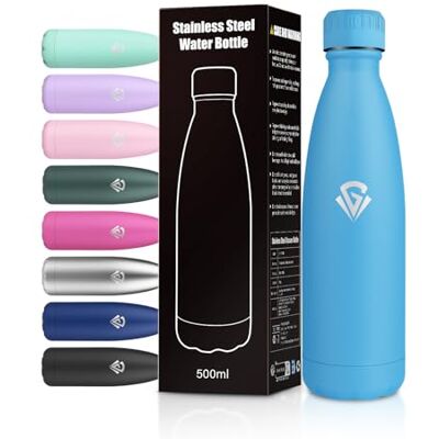 JAPORIA Trinkflasche Edelstahl 500ml, BPA-Frei und Auslaufsicher, Doppelwandig Isoliert Isolierflasche, Trinkflasche Kohlensäure Geeignet, Flasche für Schule, Fahrrad, Büro JAPORIA Trinkflasche Edelstahl 500ml, BPA-Frei und Auslaufsicher, Doppelwandig Isoliert Isolierflasche, Trinkflasche Kohlensäure Geeignet, Flasche für Schule, Fahrrad, Büro
