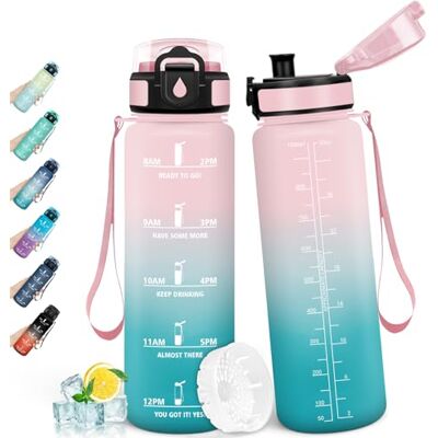 HoneyHolly Trinkflasche 1L, Auslaufsicher mit Zeitmarkierung, Wasserflasche, Sportflasche mit Filter, Trinkflasche Kohlensäure Geeignet, Flasche, Wasserflasche Sport für Outdoor, Fahrrad, Fitness HoneyHolly Trinkflasche 1L, Auslaufsicher mit Zeitmarkierung, Wasserflasche, Sportflasche mit Filter, Trinkflasche Kohlensäure Geeignet, Flasche, Wasserflasche Sport für Outdoor, Fahrrad, Fitness