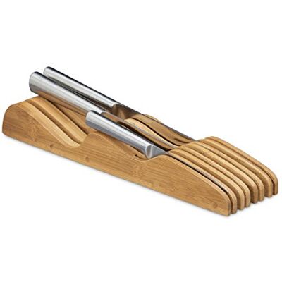 Relaxdays Messerblock Schublade, ohne Messer, liegend, Bambus, für 7 Messer, HBT: 5x9,5x40 cm, Schubladeneinsatz, natur Relaxdays Messerblock Schublade, ohne Messer, liegend, Bambus, für 7 Messer, HBT: 5x9,5x40 cm, Schubladeneinsatz, natur