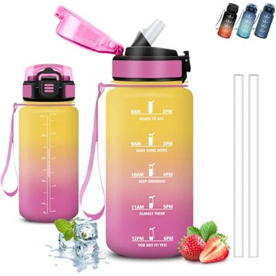 Grsta Trinkflasche- 0.5l- Trinkflasche Kinder, Wasserflasche mit Strohhalm, Leicht zu Reinigen, Wasserflasche Auslaufsicher, Kann mit dir Tragen, Flasche mit Zeitmarkierung, Flasche für Schule, Camping Grsta Trinkflasche- 0.5l- Trinkflasche Kinder, Wasserflasche mit Strohhalm, Leicht zu Reinigen, Wasserflasche Auslaufsicher, Kann mit dir Tragen, Flasche mit Zeitmarkierung, Flasche für Schule, Camping