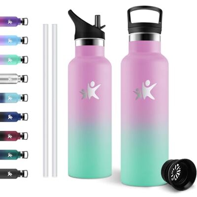 JAPORIA Edelstahl Trinkflasche Kinder 500ml, Thermosflasche mit Strohhalm, BPA-Frei, Kohlensäure Geeignet, Isolierflasche für Fitness, Sprudel JAPORIA Edelstahl Trinkflasche Kinder 500ml, Thermosflasche mit Strohhalm, BPA-Frei, Kohlensäure Geeignet, Isolierflasche für Fitness, Sprudel