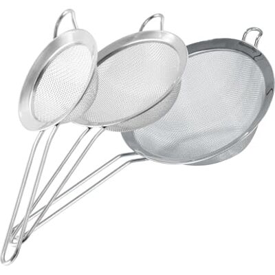 FACKELMANN Sieb-Set aus Edelstahl – 3-teiliges Küchensieb Set mit feinem Netz, Teesieb und Passiersieb, rostfrei und spülmaschinengeeignet, Made in Germany FACKELMANN Sieb-Set aus Edelstahl – 3-teiliges Küchensieb Set mit feinem Netz, Teesieb und Passiersieb, rostfrei und spülmaschinengeeignet, Made in Germany