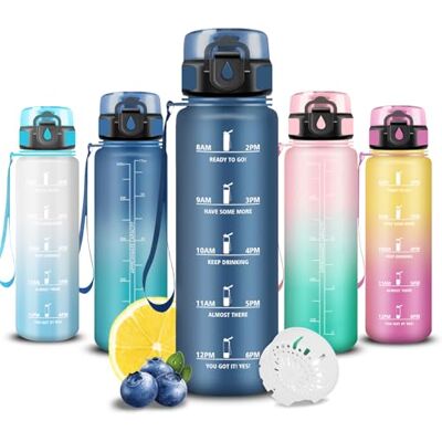 Grsta Trinkflasche- 500ml- Wasserflasche Kinder, Trinkflasche Auslaufsicher, Wasserflasche mit Zeitmarkierung, Leicht zu Reinigen, Flasche mit Uhrzeit, für Schule, Outdoor, Camping, Running, Büro Grsta Trinkflasche- 500ml- Wasserflasche Kinder, Trinkflasche Auslaufsicher, Wasserflasche mit Zeitmarkierung, Leicht zu Reinigen, Flasche mit Uhrzeit, für Schule, Outdoor, Camping, Running, Büro
