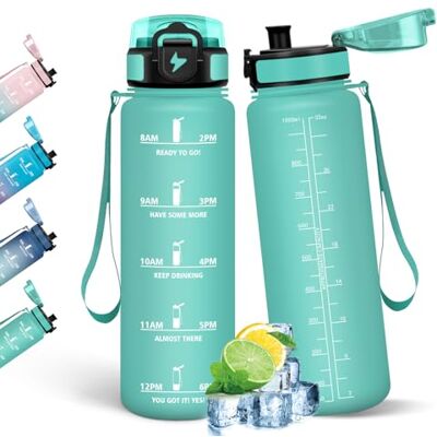 HoneyHolly Trinkflasche 1L, Auslaufsicher mit Zeitmarkierung, Wasserflasche, Sportflasche mit Filter, Trinkflasche Kohlensäure Geeignet, Flasche, Wasserflasche Sport für Outdoor, Fahrrad, Fitness HoneyHolly Trinkflasche 1L, Auslaufsicher mit Zeitmarkierung, Wasserflasche, Sportflasche mit Filter, Trinkflasche Kohlensäure Geeignet, Flasche, Wasserflasche Sport für Outdoor, Fahrrad, Fitness