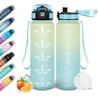 Mulbijeo Trinkflasche, 500ml Auslaufsicher mit Zeitmarkierung, Wasserflasche, Motivierende & mit Filter, Trinkflasche Sport, Trinkflaschen Kohlensäure Geeignet, für Laufen, Radfahren, Sportflasche Mulbijeo Trinkflasche, 500ml Auslaufsicher mit Zeitmarkierung, Wasserflasche, Motivierende & mit Filter, Trinkflasche Sport, Trinkflaschen Kohlensäure Geeignet, für Laufen, Radfahren, Sportflasche