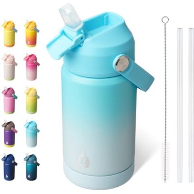 BJPKPK Isolierte Trinkflasche mit Strohhalm-Deckel, 350 ml Thermos Wasserflaschen, Flexgriff & Rutschfester Untersatz, BPA Frei Wasserdicht Edelstahl Metall Thermosflasche, Meersalz BJPKPK Isolierte Trinkflasche mit Strohhalm-Deckel, 350 ml Thermos Wasserflaschen, Flexgriff & Rutschfester Untersatz, BPA Frei Wasserdicht Edelstahl Metall Thermosflasche, Meersalz