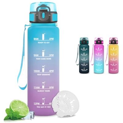 Mujigaga Trinkflasche, 500ml Wasserflasche Kinder, Leicht zu Reinigen, Wasserflasche mit Uhrzeit und Zeitmarkierung, Auslaufsicher, Leicht zu Yragen, Flasche für Schule, Büro, Camping, Running, Outdoor Mujigaga Trinkflasche, 500ml Wasserflasche Kinder, Leicht zu Reinigen, Wasserflasche mit Uhrzeit und Zeitmarkierung, Auslaufsicher, Leicht zu Yragen, Flasche für Schule, Büro, Camping, Running, Outdoor