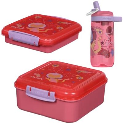 Sistema Expressions Kinder Brotdose & Wasserflaschen-Set Bento Cube (1,25L), Sandwich Box (450ml) & Easy Sip Flasche (500ml) Space Kitty Popsicle Sistema Expressions Kinder Brotdose & Wasserflaschen-Set Bento Cube (1,25L), Sandwich Box (450ml) & Easy Sip Flasche (500ml) Space Kitty Popsicle