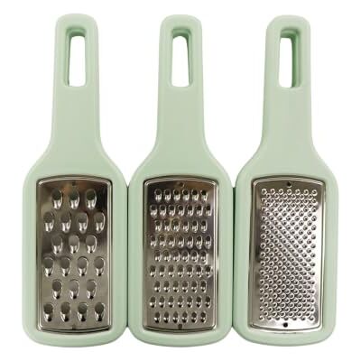 FACKELMANN Ocean Set mit 3 Küchenreiben, stapelbar, einfache Lagerung, Edelstahl und Polystyrol, spülmaschinenfest, 21 x 6,5 x 4 cm, Wassergrün, 1 Stück FACKELMANN Ocean Set mit 3 Küchenreiben, stapelbar, einfache Lagerung, Edelstahl und Polystyrol, spülmaschinenfest, 21 x 6,5 x 4 cm, Wassergrün, 1 Stück