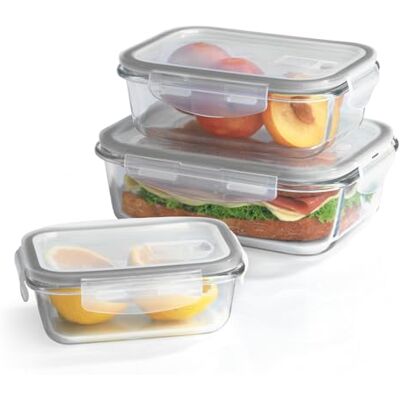 GOURMETmaxx Glas-Frischhaltedosen Klick-it 3er Set Als Brotdose oder für Meal Prep Spülmaschinen- Mikrowellen- und Gefrierschrankgeeignet Aufbewahrungsbox mit Deckel GOURMETmaxx Glas-Frischhaltedosen Klick-it 3er Set Als Brotdose oder für Meal Prep Spülmaschinen- Mikrowellen- und Gefrierschrankgeeignet Aufbewahrungsbox mit Deckel