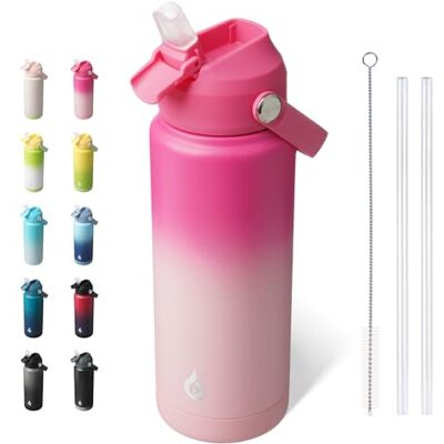 BJPKPK Trinkflasche mit Strohhalm-Deckel, 720 ml Vakuum Isolierte Wasserflaschen, Metall Edelstahl Thermos für Sport, Reisen, BPA Frei Wasserdicht Thermosflasche, Flaschen, Kirsche BJPKPK Trinkflasche mit Strohhalm-Deckel, 720 ml Vakuum Isolierte Wasserflaschen, Metall Edelstahl Thermos für Sport, Reisen, BPA Frei Wasserdicht Thermosflasche, Flaschen, Kirsche