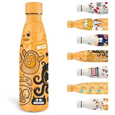 Grsta Trinkflasche Edelstahl, Trinkflasche 500ml BPA-freie, Flasche Sport Auslaufsicher, Wasserflasche Personalisiert für Jungen und Mädchen, Wasserflasche für Schule, Camping, Running, Gelb Grsta Trinkflasche Edelstahl, Trinkflasche 500ml BPA-freie, Flasche Sport Auslaufsicher, Wasserflasche Personalisiert für Jungen und Mädchen, Wasserflasche für Schule, Camping, Running, Gelb