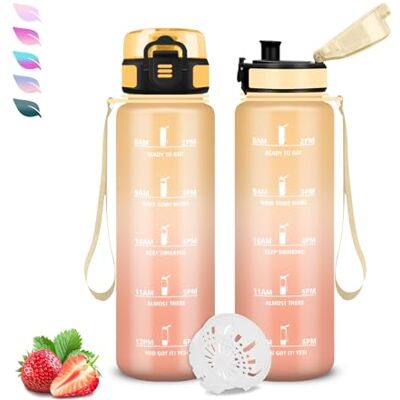 Grsta Trinkflasche Kinder, Trinkflasche 500ml, Wasserflasche Auslaufsicher, Flasche Kohlensäure Geeignet, Flasche mit Zeitmarkierung, Leicht zu Reinigen, Wasserflasche mit Uhrzeit, für Bambini, Büro Grsta Trinkflasche Kinder, Trinkflasche 500ml, Wasserflasche Auslaufsicher, Flasche Kohlensäure Geeignet, Flasche mit Zeitmarkierung, Leicht zu Reinigen, Wasserflasche mit Uhrzeit, für Bambini, Büro