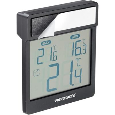 Westmark Fenster-Thermometer, digital – Außenthermometer mit Uhrzeit, Frostwarnung, Temperaturtrend, Min/Max, IP44 wetterfest, für Garten, Gewächshaus & Outdoor – ABS Westmark Fenster-Thermometer, digital – Außenthermometer mit Uhrzeit, Frostwarnung, Temperaturtrend, Min/Max, IP44 wetterfest, für Garten, Gewächshaus & Outdoor – ABS