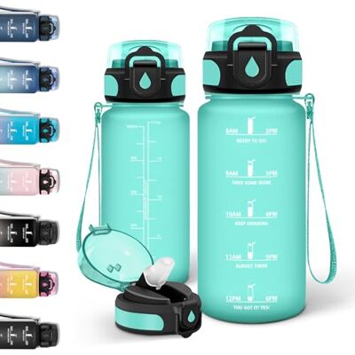 Motswedi Trinkflasche 0.5l, Trinkflasche Kohlensäure Geeignet, mit Strohhalm, Wasserflasche Kinder, Auslaufsicheres Schlossdesign, Wasserflasche Mit Zeitstempel, Flasche für Schule, Reisen Blau&Grün Motswedi Trinkflasche 0.5l, Trinkflasche Kohlensäure Geeignet, mit Strohhalm, Wasserflasche Kinder, Auslaufsicheres Schlossdesign, Wasserflasche Mit Zeitstempel, Flasche für Schule, Reisen Blau&Grün