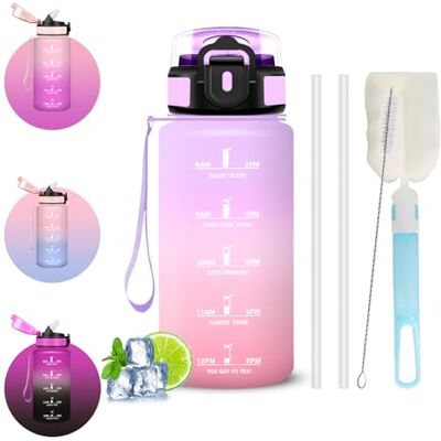 Mujigaga Trinkflasche 500ml, Wasserflasche, Trinkflasche mit Strohhalm Kinder, Auslaufsicher, Wasserflasche mit Strohbürste und Topfbürste, Leicht zu Reinigen, Flasche für Schule, Büro, Fitness, Outdoor Mujigaga Trinkflasche 500ml, Wasserflasche, Trinkflasche mit Strohhalm Kinder, Auslaufsicher, Wasserflasche mit Strohbürste und Topfbürste, Leicht zu Reinigen, Flasche für Schule, Büro, Fitness, Outdoor