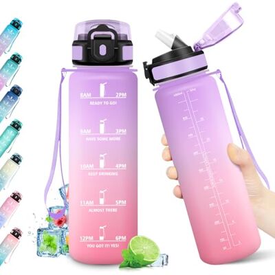 KollyKolla Trinkflasche 1L, Sportflasche BPA-frei, Auslaufsicher, Trinkflasche mit Strohhalm, Wasserflasche mit Zeitmarkierung für Fitness, Fahrrad, Büro, Schule, Outdoor, Erwachsene, Yoga, Sprudel geeignet KollyKolla Trinkflasche 1L, Sportflasche BPA-frei, Auslaufsicher, Trinkflasche mit Strohhalm, Wasserflasche mit Zeitmarkierung für Fitness, Fahrrad, Büro, Schule, Outdoor, Erwachsene, Yoga, Sprudel geeignet