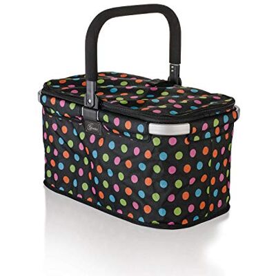 Genius 14260 Einkaufskorb, Aluminium/Stoff, Schwarz Mit Bunten Punkten, 48 x 28 x 27 cm Genius 14260 Einkaufskorb, Aluminium/Stoff, Schwarz Mit Bunten Punkten, 48 x 28 x 27 cm