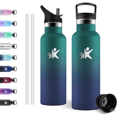 JAPORIA Trinkflasche 500ml, Thermosflaschemit Strohhalm, Kohlensäure Geeignet, BPA-Frei, Auslaufsichere für Schule, Büro, Laufen, Fahrrad JAPORIA Trinkflasche 500ml, Thermosflaschemit Strohhalm, Kohlensäure Geeignet, BPA-Frei, Auslaufsichere für Schule, Büro, Laufen, Fahrrad