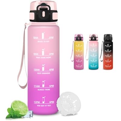 Mujigaga Trinkflasche Sport, Wasserflasche 1l, Trinkflasche Auslaufsicher, Flasche mit Zeitmarkierung, Wasserflasche Kohlensäure Geeignet, Leicht zu Tragen und zu Reinigen, für Fitness,Erwachsene, Gym Mujigaga Trinkflasche Sport, Wasserflasche 1l, Trinkflasche Auslaufsicher, Flasche mit Zeitmarkierung, Wasserflasche Kohlensäure Geeignet, Leicht zu Tragen und zu Reinigen, für Fitness,Erwachsene, Gym