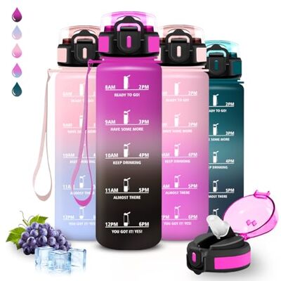 Grsta Trinkflasche 1l, Trinkflasche Sport, Wasserflasche mit Strohhalm, Auslaufsicher, Wasserflasche Kohlensäure Geeignet, Leicht zu Reinigen, Flasche Motivation, Flasche für Fitness, Wandern, Yoga, Camping Grsta Trinkflasche 1l, Trinkflasche Sport, Wasserflasche mit Strohhalm, Auslaufsicher, Wasserflasche Kohlensäure Geeignet, Leicht zu Reinigen, Flasche Motivation, Flasche für Fitness, Wandern, Yoga, Camping
