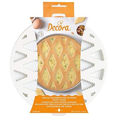 Decora , 0215802 Pastiera-Kuchengitter aus Kunststoff, Ideal zum Dekorieren der Pastiera, Ø 30 cm, Hergestellt in Italien. Patentiertes Design, Weiß Decora , 0215802 Pastiera-Kuchengitter aus Kunststoff, Ideal zum Dekorieren der Pastiera, Ø 30 cm, Hergestellt in Italien. Patentiertes Design, Weiß