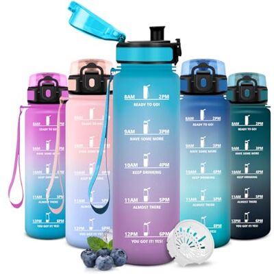 JAPORIA Trinkflasche 500ml, Trinkflasche Kohlensäurehaltige Getränke, mit Zeitmarkierung, Auslaufsicher, BPA-Frei, Flasche für Outdoor-Aktivitäten, Camping und Fitnessstudio JAPORIA Trinkflasche 500ml, Trinkflasche Kohlensäurehaltige Getränke, mit Zeitmarkierung, Auslaufsicher, BPA-Frei, Flasche für Outdoor-Aktivitäten, Camping und Fitnessstudio