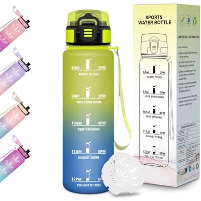 Motswedi Trinkflasche, 500ML BPA-Frei, Wasserflasche, Auslaufsicheres Schlossdesign, Gym Flasche, Flasche mit zeitmarkierung, Trinkflasche Kinder Auslaufsicher für Schule, Yoga, Läuft, Camping Gelb&Blau Motswedi Trinkflasche, 500ML BPA-Frei, Wasserflasche, Auslaufsicheres Schlossdesign, Gym Flasche, Flasche mit zeitmarkierung, Trinkflasche Kinder Auslaufsicher für Schule, Yoga, Läuft, Camping Gelb&Blau