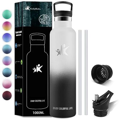 KollyKolla Thermosflasche 1L, Thermoskanne BPA-frei, Kohlensaeure Geeignet, Trinkflasche 1L Edelstahl mit Strohhalm, Wasserflasche Auslaufsicher, Isolierflasche für Erwachsene, Uni, Sport, Büro, Gym KollyKolla Thermosflasche 1L, Thermoskanne BPA-frei, Kohlensaeure Geeignet, Trinkflasche 1L Edelstahl mit Strohhalm, Wasserflasche Auslaufsicher, Isolierflasche für Erwachsene, Uni, Sport, Büro, Gym