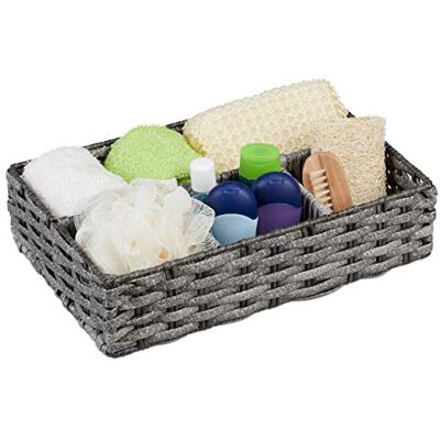 Relaxdays Aufbewahrungskorb 4 Fächer, Körbchen geflochten, Badezimmer Dekokorb, Kunststoff, HBT: 8 x 31 x 21 cm, schwarz Relaxdays Aufbewahrungskorb 4 Fächer, Körbchen geflochten, Badezimmer Dekokorb, Kunststoff, HBT: 8 x 31 x 21 cm, schwarz