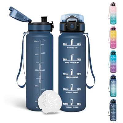 Motswedi Trinkflasche Kinder, 500ml BPA-Frei, Wasserflasche, Kohlensäure Geeignet, Trinkflasche Kinder Auslaufsicher, Mit Zeitstempel, Flasche für Schule, Fahrrad, Fitness, Yoga Marineblau Motswedi Trinkflasche Kinder, 500ml BPA-Frei, Wasserflasche, Kohlensäure Geeignet, Trinkflasche Kinder Auslaufsicher, Mit Zeitstempel, Flasche für Schule, Fahrrad, Fitness, Yoga Marineblau