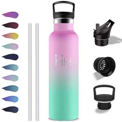 Grsta Trinkflasche Edelstahl, Trinkflasche 1l, Flasche mit Strohhalm, BPA-Frei, Wasserflasche Auslaufsicher, Doppelwandige Vakuumisolierte, Thermosflasche für Yoga, Camping, Fitnessstudio, Wandern Grsta Trinkflasche Edelstahl, Trinkflasche 1l, Flasche mit Strohhalm, BPA-Frei, Wasserflasche Auslaufsicher, Doppelwandige Vakuumisolierte, Thermosflasche für Yoga, Camping, Fitnessstudio, Wandern