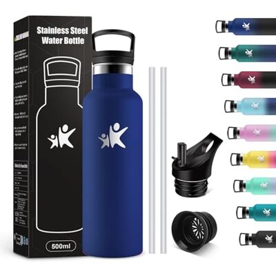 KollyKolla Thermoskanne Kinder 500ml, Thermosflasche Kohlensäure Geeignet, Trinkflasche Edelstahl mit Strohhalm, BPA-Frei Auslaufsicher Wasserflasche, für Sport, Reisen, Jungs, Mädchen, Outdoor KollyKolla Thermoskanne Kinder 500ml, Thermosflasche Kohlensäure Geeignet, Trinkflasche Edelstahl mit Strohhalm, BPA-Frei Auslaufsicher Wasserflasche, für Sport, Reisen, Jungs, Mädchen, Outdoor