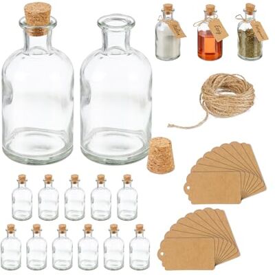 Relaxdays Dekogläser 16er Set, Glasflaschen mit Korken, 125 ml, Gewürzgläser zum Befüllen mit Deko, transparent/Natur Relaxdays Dekogläser 16er Set, Glasflaschen mit Korken, 125 ml, Gewürzgläser zum Befüllen mit Deko, transparent/Natur