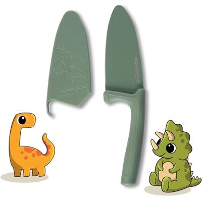 FACKELMANN Kinderkochmesser Dino mit Klingenschutz – Hochwertige Edelstahlklinge mit abgerundeter Spitze, Antihaftbeschichtung, ergonomischer Griff, inkl. Klingenschutz in Dino-Optik FACKELMANN Kinderkochmesser Dino mit Klingenschutz – Hochwertige Edelstahlklinge mit abgerundeter Spitze, Antihaftbeschichtung, ergonomischer Griff, inkl. Klingenschutz in Dino-Optik