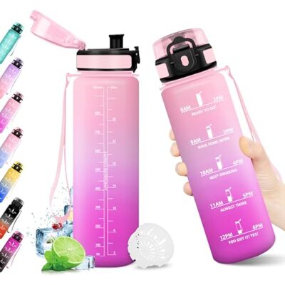 KollyKolla Trinkflasche 1L, Wasserflasche mit Zeitmarkierung, Trinkflasche mit Filter, Auslaufsicher, BPA-frei, Sportflasche für Fitness, Fahrrad, Büro, Schule, Outdoor, Yoga, Erwachsene, Sprudel geeignet KollyKolla Trinkflasche 1L, Wasserflasche mit Zeitmarkierung, Trinkflasche mit Filter, Auslaufsicher, BPA-frei, Sportflasche für Fitness, Fahrrad, Büro, Schule, Outdoor, Yoga, Erwachsene, Sprudel geeignet